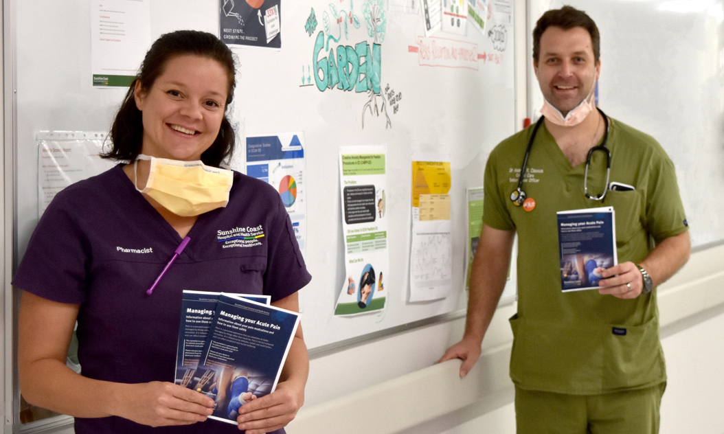 caption (L-R): Kate Bennett, Critical Care and Surgical Services Pharmacy Team Leader, and Dr Andrew Clawson, Resident Medical Officer, Emergency Department.